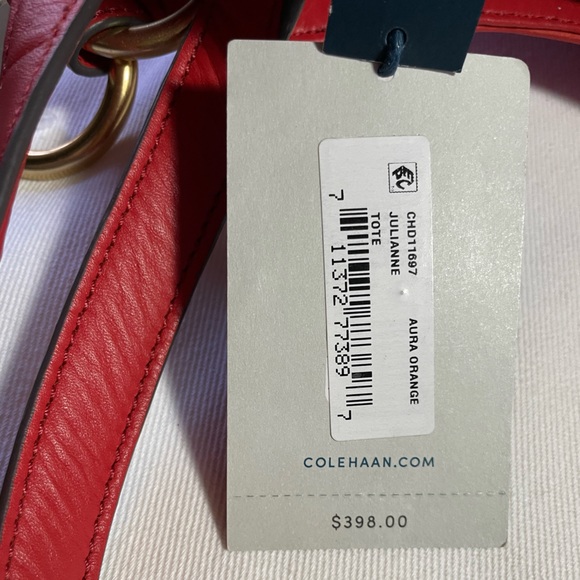 NWT COACH TOTE with Dust Bag    JULIANNE TOTE   AURA ORANGE   Gold tone metal - Picture 9 of 16